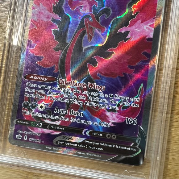 2021 Pokemon SWSH Chilling Reign‎ Full Art Holo Moltres #176 AGS 9 MINT - Picture 2 of 5
